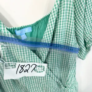 Draper James XXL Dress‎ Green Gingham Surplice Cotton Puff Sleeve Tiered 1827 thumbnail 11