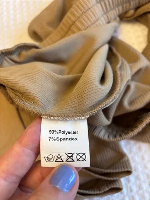 NEW Set! XL Ribbed Scoop Neck Crop Top & Elastic Waist Shorts Set Tan thumbnail 14