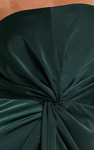 Showpo New Hathaway Maxi Dress Strapless Straight Neck Twist Front Split Emerald Large thumbnail 6