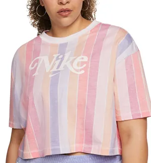 Nike Plus Size Cotton Striped Cropped Tee thumbnail 1