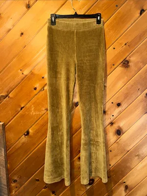Aerie Groove-On Rib Velour Flare Pant in golden brown thumbnail 4