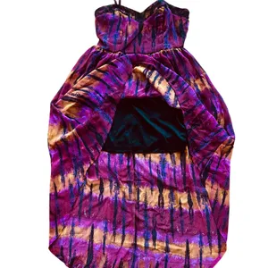 Mimi Chica Purple Abstract Ethereal Tie Dye High Low Dress | S thumbnail 6
