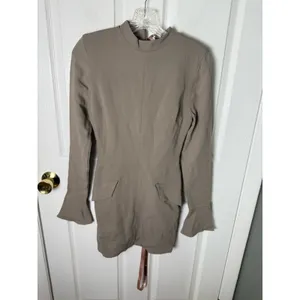 House of Cb Mahalia Taupe Long Sleeve Mini Dress S thumbnail 2