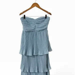 Lulus Seriously Sensational Powder Blue Strapless Tiered Maxi Dress size Large thumbnail 6