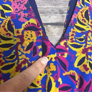 Saloni Blue Purple Floral Sleeveless Plunging V Neck Choker Neck Fleur Dress 8 thumbnail 12