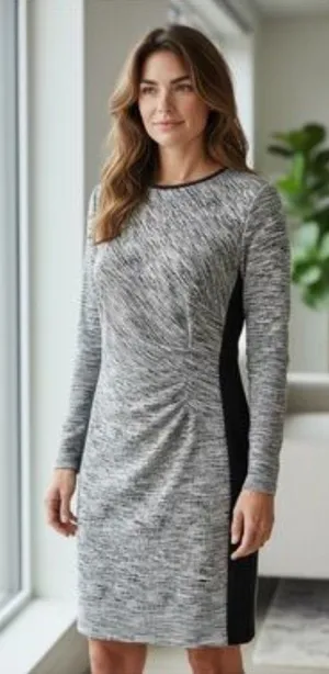Lauren Ralph Lauren Marled Long Sleeve Two Toned Knot Sheath Dress Size 4 thumbnail 1