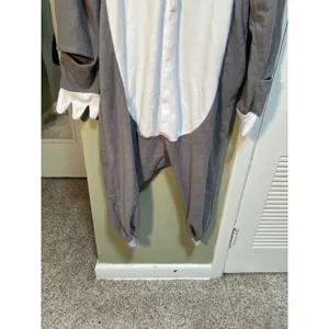 Unisex Adult Sz Small Gray Sloth Cosplay One Piece Pajamas Costume Snap Up Long thumbnail 5