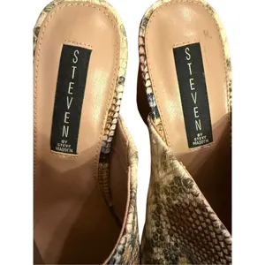 Steven by Steve Madden Nox Snake Python Chunky Block Heeled Mules Sz 8 Womens Fa thumbnail 6