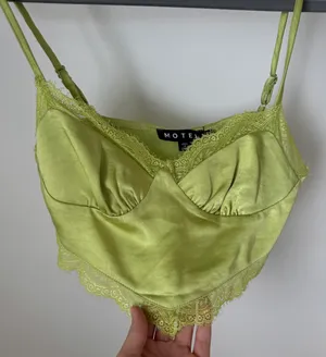 Motel Rocks Green Lace Trim Crop Top thumbnail 1