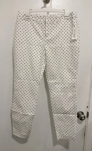 New Maison Jules White & Black Polka Dot Ankle-Length Trousers. Size 8 thumbnail 1