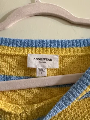 Yellow and Blue knitted striped shirt thumbnail 3