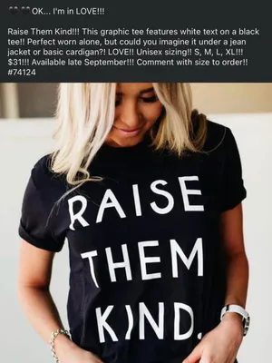 Bella Canvas Black and White 'Raise Them Kind' Graphic Tee thumbnail 2