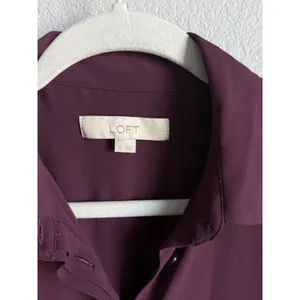 Ann Taylor LOFT Plum Burgundy Lace Sleeve Button Down Blouse Shirt Romantic Goth Witchy S thumbnail 4