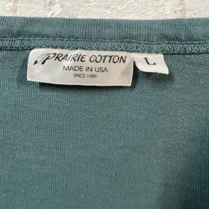 Prairie Cotton Tunic Top Womens Large Green 3/4 Sleeve Knit‎ Artsy Art To Wear L thumbnail 9