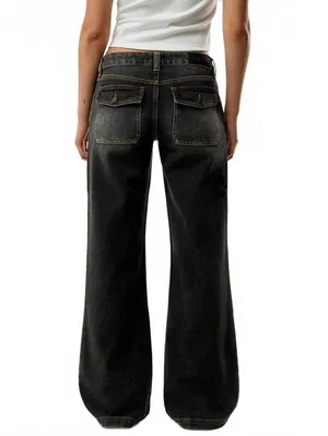 Pacsun Charlie Low Rise Baggy Bootcut Jeans Washed Black NWT Size 26 thumbnail 2
