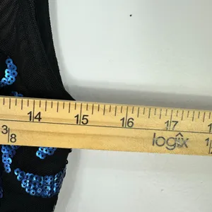 The Limited Cocktail Dress‎ Womens 6 Black Blue Sequin Damask Mesh Illusion Neck thumbnail 5