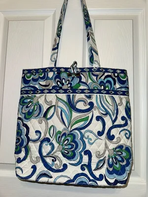 VERA BRADLEY Tote Bag in Mediterranean White Retired Fall 2008 Vintage thumbnail 1