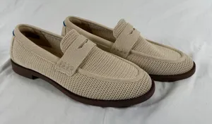 EUC Rothys The Penny Loafer Sand Beige Knit Casual Neutral Minimalist Loafers 8 thumbnail 1