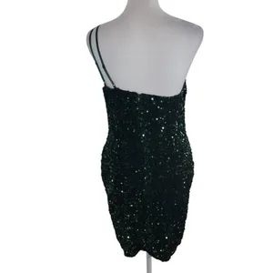 Mi Ami Green Sequin One Shoulder Mini Dress NWOT Size Small Formal Sequin Dress thumbnail 2