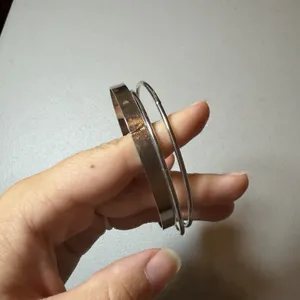Silver Tone Multi Strand Bangle Bracelet Textured Sunburst Etched Heart Charm thumbnail 2