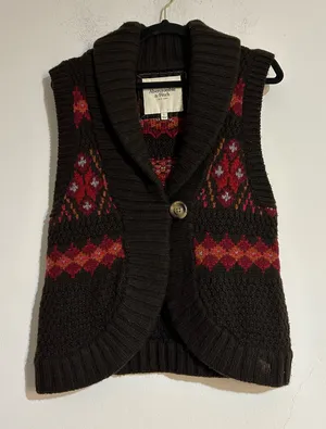 Vintage Abercrombie & Fitch Y2K Fair Isle Chunky Knit Wool Blend Sweater Vest thumbnail 1