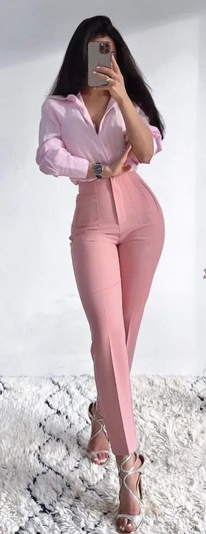 Pink High-Waisted Pants  thumbnail 1