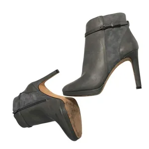 Antonio Melani Gray Leather Suede Ankle Booties Heel Boots 9M thumbnail 7