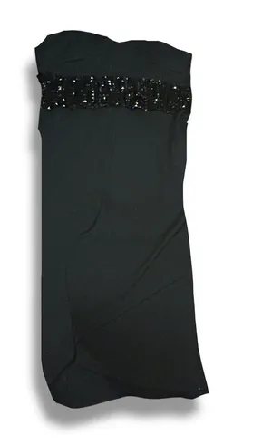 Ani Strapless Black Midi Dress w/ Crystal Waistline Size Large NWT thumbnail 1
