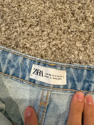Zara Light Blue Washed Distressed Denim Shorts thumbnail 4