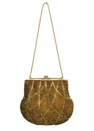 1950s Vintage Regale LTD. Gold Beaded Evening Bag Clasp Purse Crossbody thumbnail 1