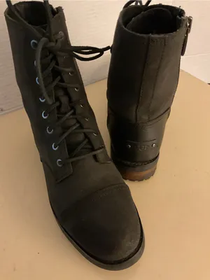 UGG Women's Black leather Lace-Up Combat Kilmer II Boots US 9 thumbnail 2