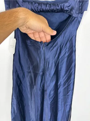 Altard State Navy Blue Satin Paityn Strapless Maxi Dress Women’s Sz XXS NWT thumbnail 11