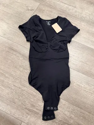 Seamless Black Short Sleeve Shaping Bodysuit Size M thumbnail 3