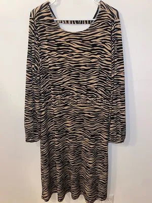 LOFT Animal Print Long Sleeve Maxi Dress Size 14 Stretch Like New thumbnail 15