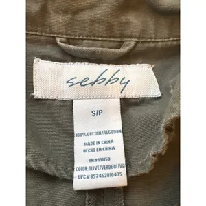 Sebby‎ Utility Vest Olive Green Drawstring Pockets Size S thumbnail 3