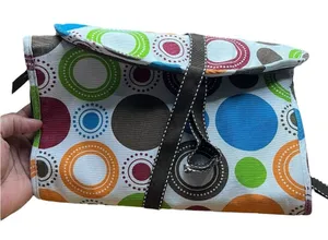 Thirty-One Hang/Fold Travel Beauty Bag/Organizer - Circle Spirals pattern thumbnail 1