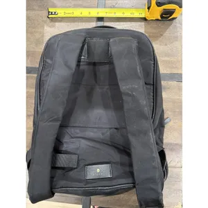 Travanti Black Nylon‎ Pebbled Faux Leather Backpack Gold Hardware Red Lining thumbnail 2