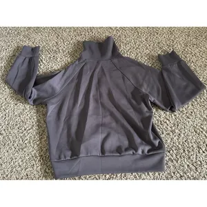 Trendy Queen Women's Gray Oversized Sweatshirts Half Zip‎ Pullover Size Small thumbnail 9