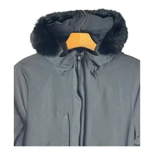 Comptoir Des Cotonniers Coat Women Large Black‎ Rabbit Fur Hood Parka Outdoor thumbnail 3