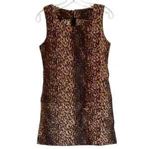 ZARA WOMAN Leopard Print Sleeveless Ruched Mini Dress w/Zipper Back -‎ M EUC thumbnail 2