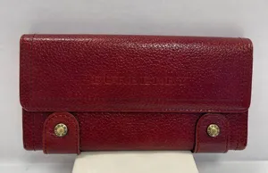 Burberry Bordeaux Leather Bifold Long Wallet w/ Nova Check Interior - Preowned thumbnail 1