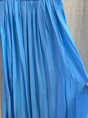 Light Blue Smocked Midi Dress V-Neck Button Front Ruffle Small thumbnail 10