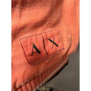 Armani Exchange‎ Velour Crewneck Sweatshirt Coral Ribbed Trim Logo Women thumbnail 3