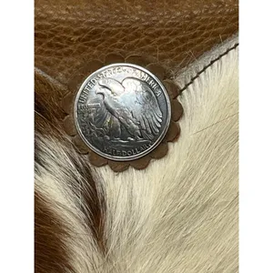 Western Leather Cowhide Barrel Bag Walking Liberty Half Dollar Brown Cowboy Bike thumbnail 3