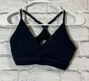 Til You Collapse Black V-Wrap Racerback Sports Bra, Small thumbnail 1