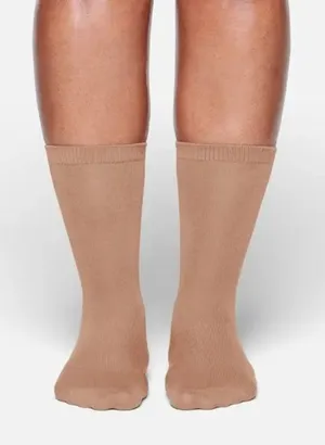 2 Pairs SKIMS Everyday Crew Socks- Sienna- Medium thumbnail 1