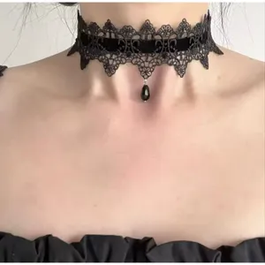 New Sexy Lace Flower Necklace for Women Gothic Punk Velvet Collar Choker Black W thumbnail 1
