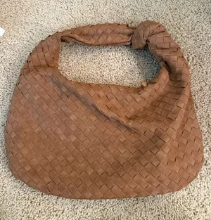 Suede brown shoulder bag large thumbnail 1
