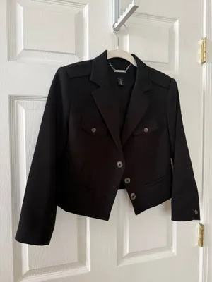 White House Black Market Cropped Black Blazer thumbnail 4
