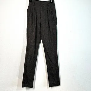 2 Pants Trouser Alice + Olivia Herringbone Wool 31"in Dark Academia Old Money thumbnail 5